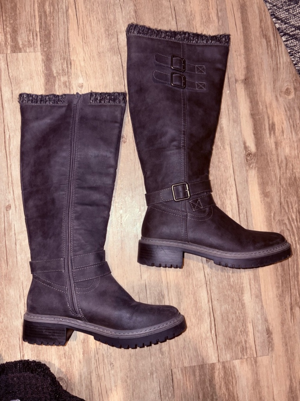 Classic Women's Tall Buckle Boots - Dark Gray